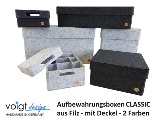 Filz Aufbewahrungsbox CLASSIC - 2 Farben - Regalkorb Filzbox Korb Box Allzweckbox mit Deckel - 5 Größen