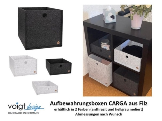 Aufbewahrungsbox FILZ - SONDERABMESSUNGEN - CARGA ohne Deckel - 2 Farben - Made in Germany