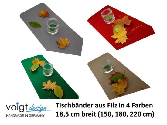 TISCHBAND 18,5 cm breit FILZ Tischläufer Deko 4 Farben 3 Längen Made in GERMANY