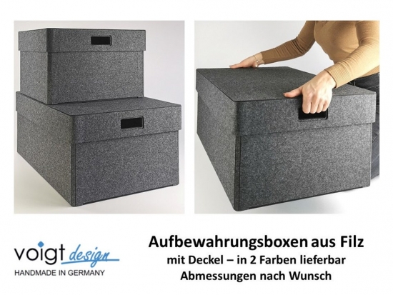 Filz Aufbewahrungsbox CLASSIC, Höhe bis 20 cm, mit Deckel, Maße nach Wunsch - 2 Farben - Filzbox Box Regalkorb Korb Allzweckbox