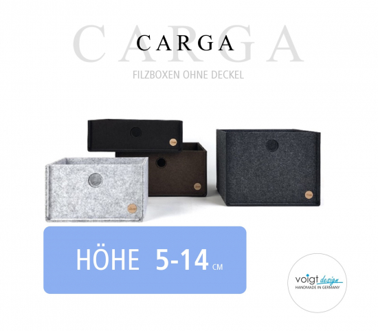 Aufbewahrungsbox CARGA Filz - ohne Deckel - Höhe 5-14cm - 4 Farben - Made in Germany