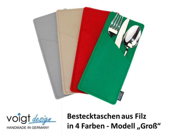 BESTECKTASCHE aus FILZ "Groß" Platzset Tischdeko (4 Farben) Made in GERMANY