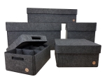 Aufbewahrungsbox anthrazit meliert FILZ Regalkorb Filzbox Korb Box Allzweckbox mit Deckel "NEUTRAL" 5 Größen